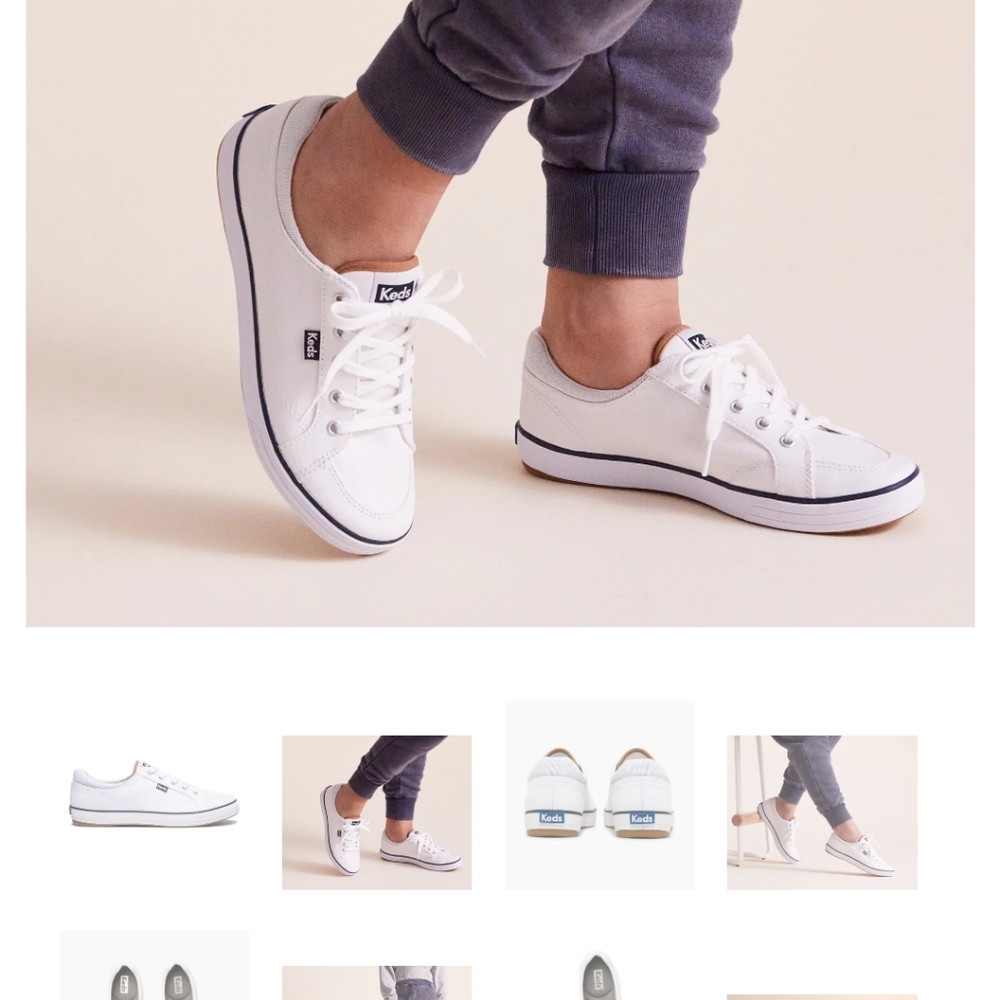 Keds Women's Center II Canvas Stripe in White